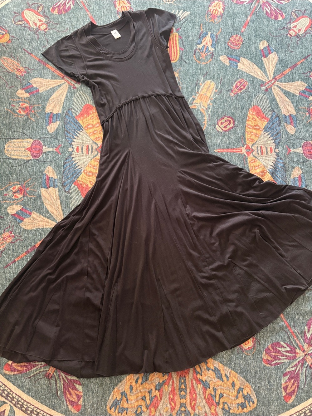 Gorgeous Peruvian Connection Museo short sleeve jersey maxi dress M black